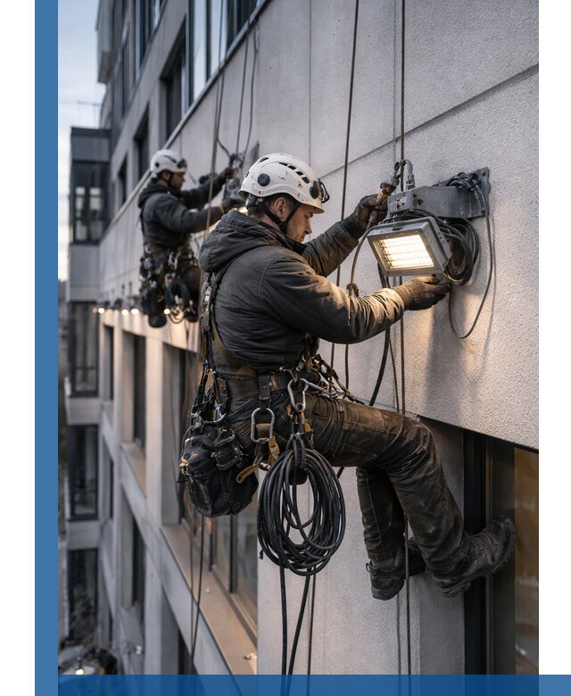 Монтаж фасадного освещения в Аксае установка и подключение