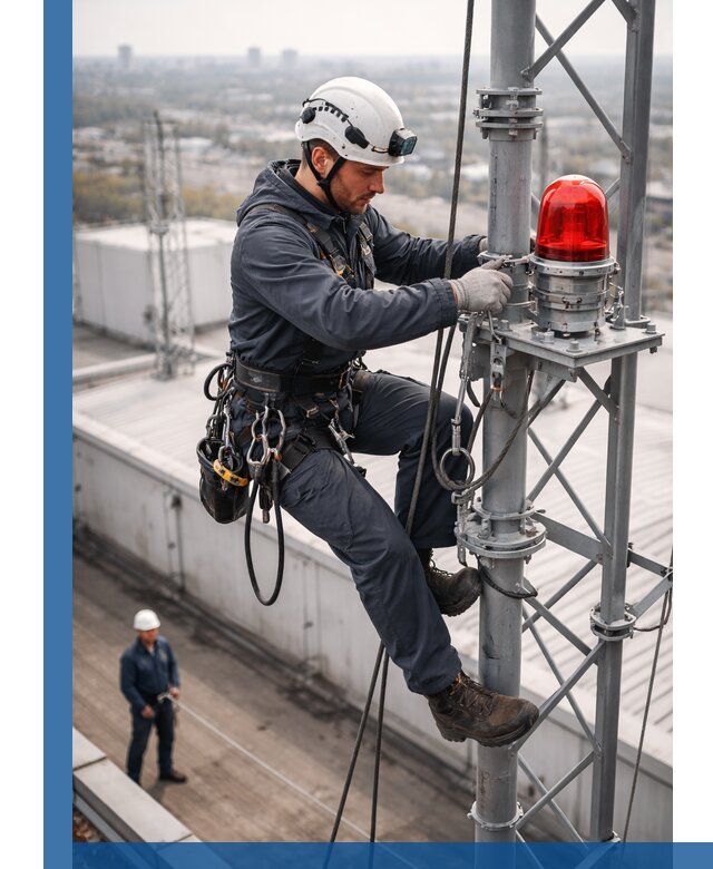 Монтаж заградительных огней и обслуживание объектов в Аксае