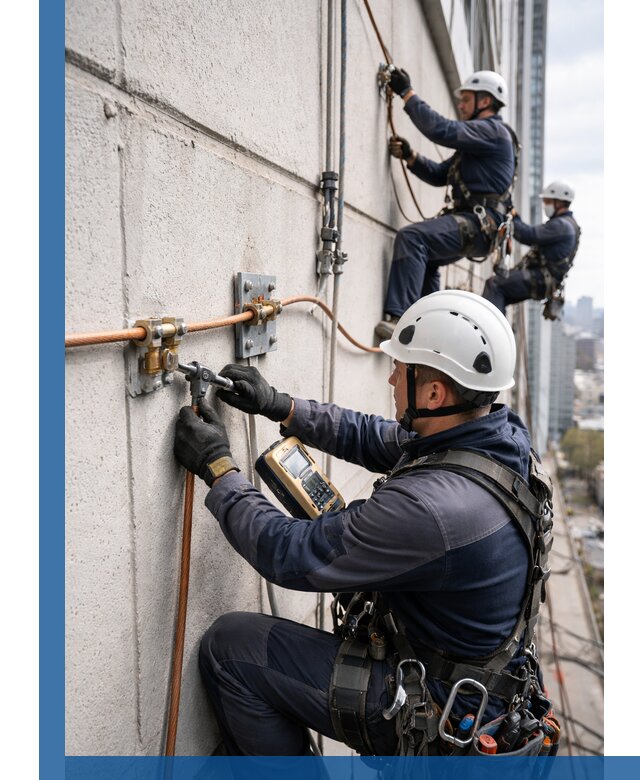 Монтаж системы заземления здания и молниезащиты в Аксае