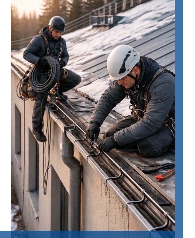 Монтаж греющего кабеля на кровле в Аксае от 457 р. | ВЫСОТНИК-Акс