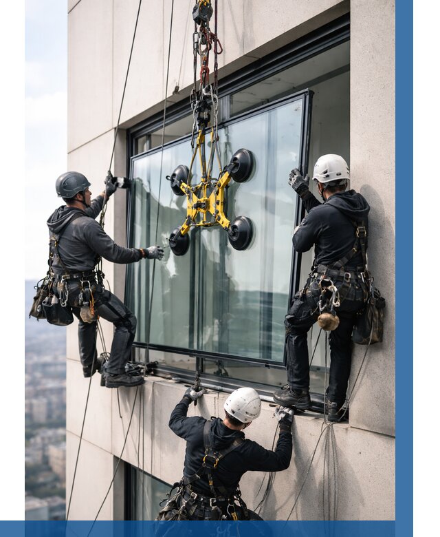 Монтаж стеклопакетов на высоте в Аксае от 3250 р. | ВЫСОТНИК-Акс