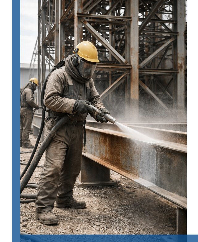 Пескоструйная очистка металлоконструкций в Аксае промышленная