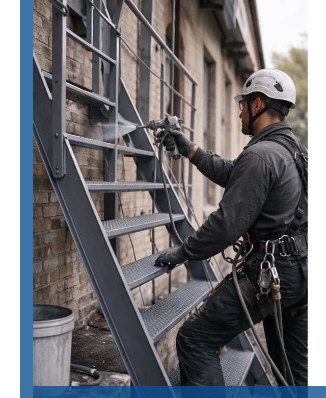 Покраска и антикоррозионная защита пожарных лестниц в Аксае