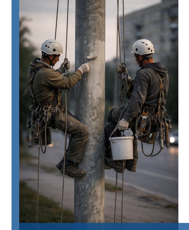 Покраска опор освещения и антикоррозийная защита в Аксае