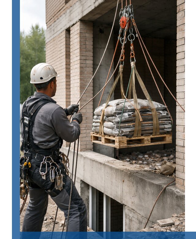 Подъем материалов на этаж веревками в Аксае оперативно
