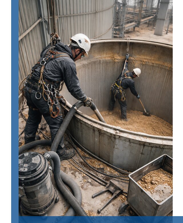 Профессиональная чистка зерновых бункеров в Аксае с выездом