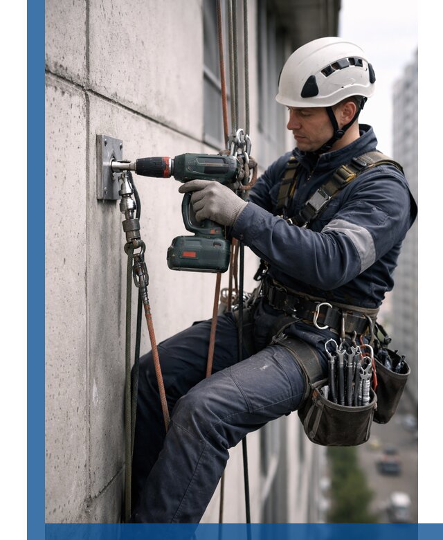 Установка анкерных точек для высотных работ в Аксае